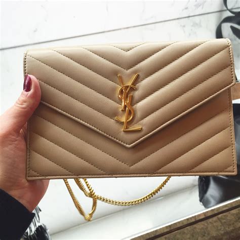 ysl envelope chain wallet beige|YSL monogram chain wallet.